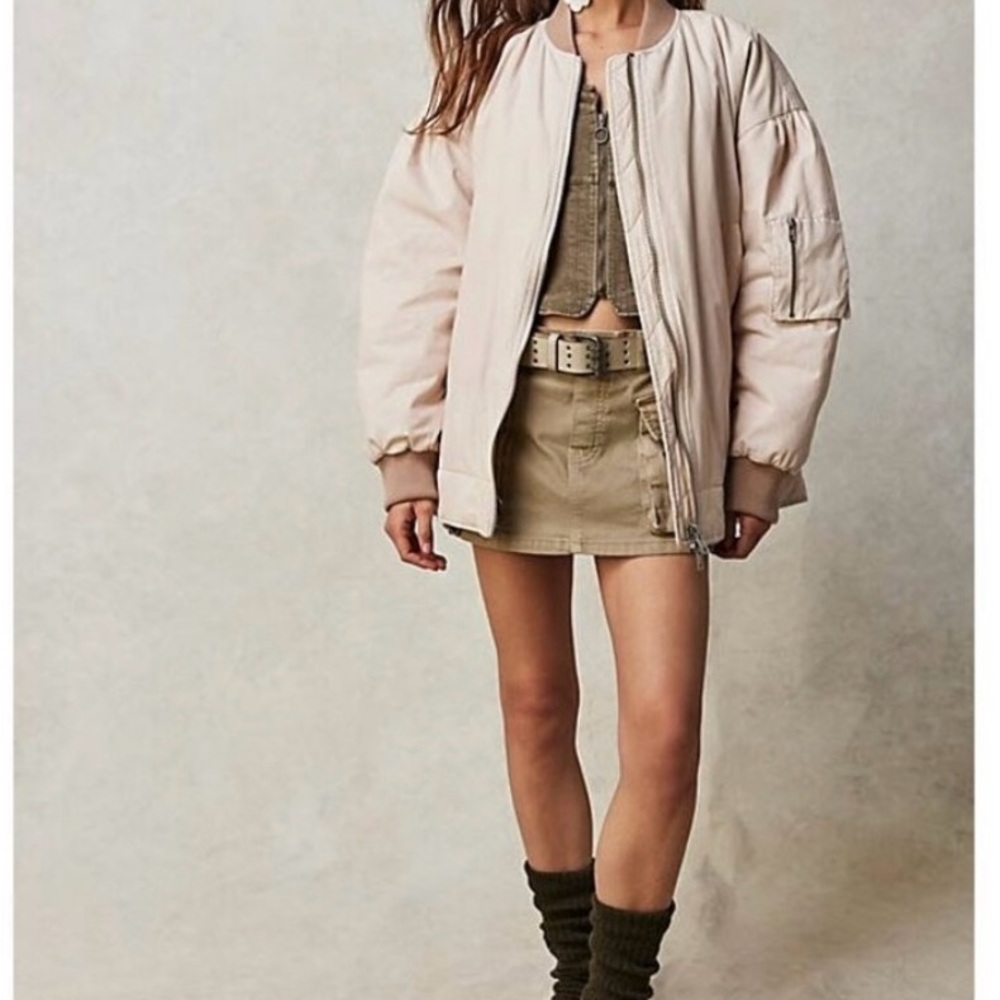 Free People We The Free Women's Cream Bomber Jacket